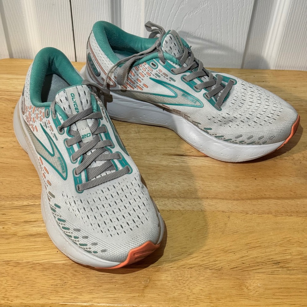 Brooks Glycerin 20 Womens Running Shoes Oyster Pink Teal 1203691B061 Size 8.5
